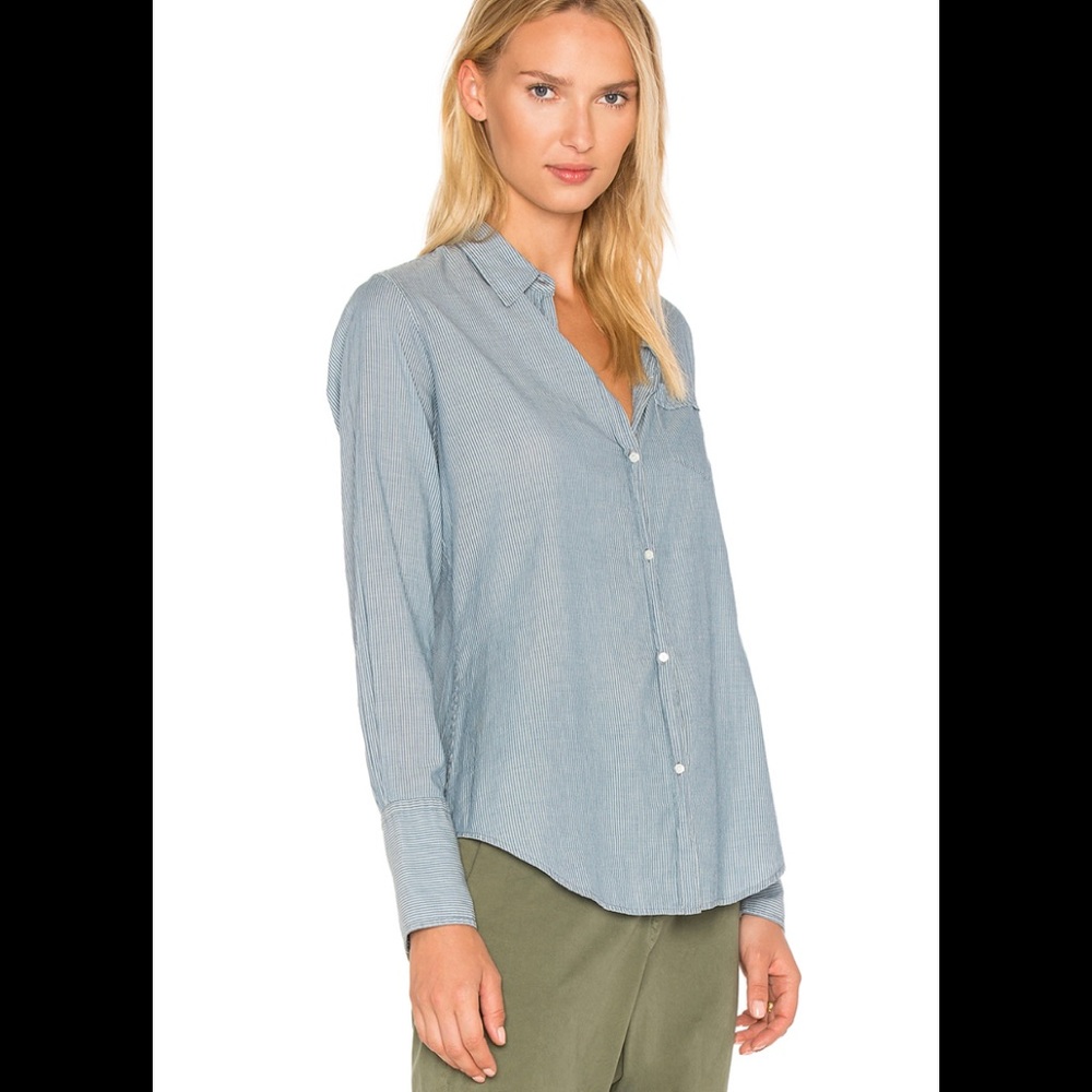 Nili Lotan Light Blue Button-Down Cotton Blouse - Picture 2 of 14